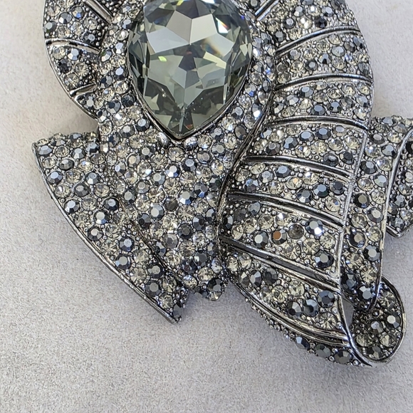 Large Vintage Silver Statement CZ Brooch Pin - Picture 7 of 10